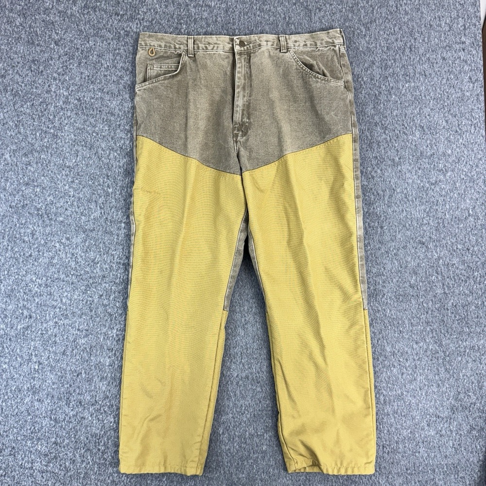Wrangler Rugged Wear Cordura Brush Guard Work Pants Tan Yellow Mens 42x30